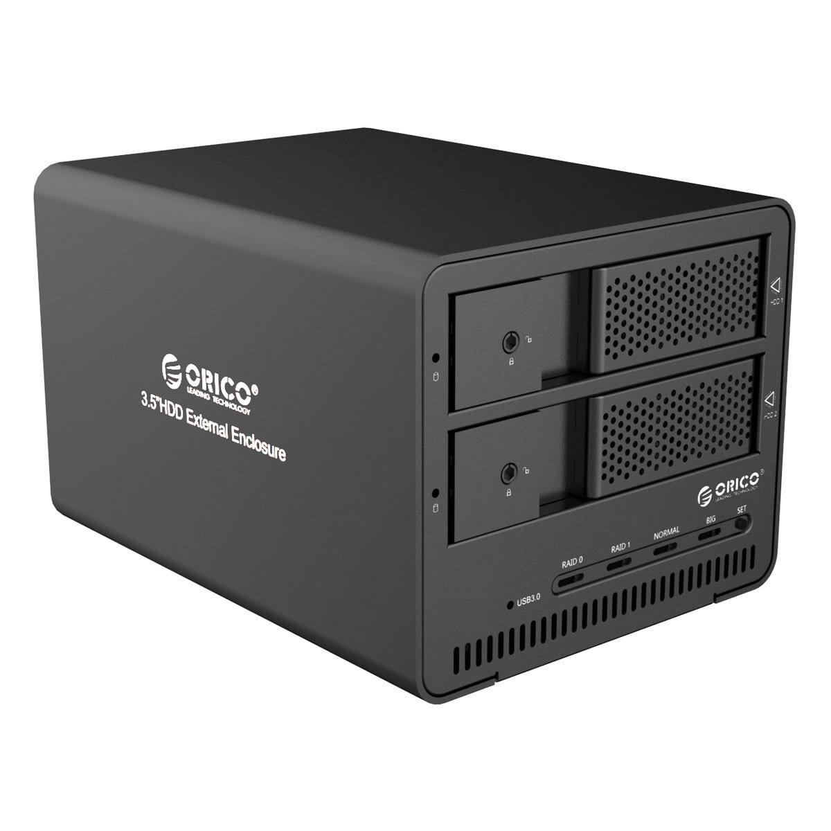 Orico 2 Bay 3.5 USB3.0 External RAID HDD Enclosure Black Syntech