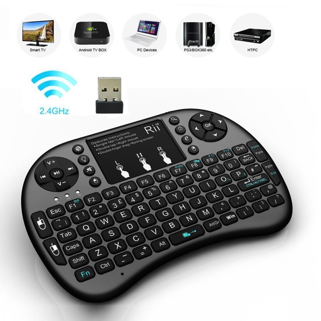 Rii Wireless QWERTY Backlit Game Touchpad Keyboard Black - Syntech