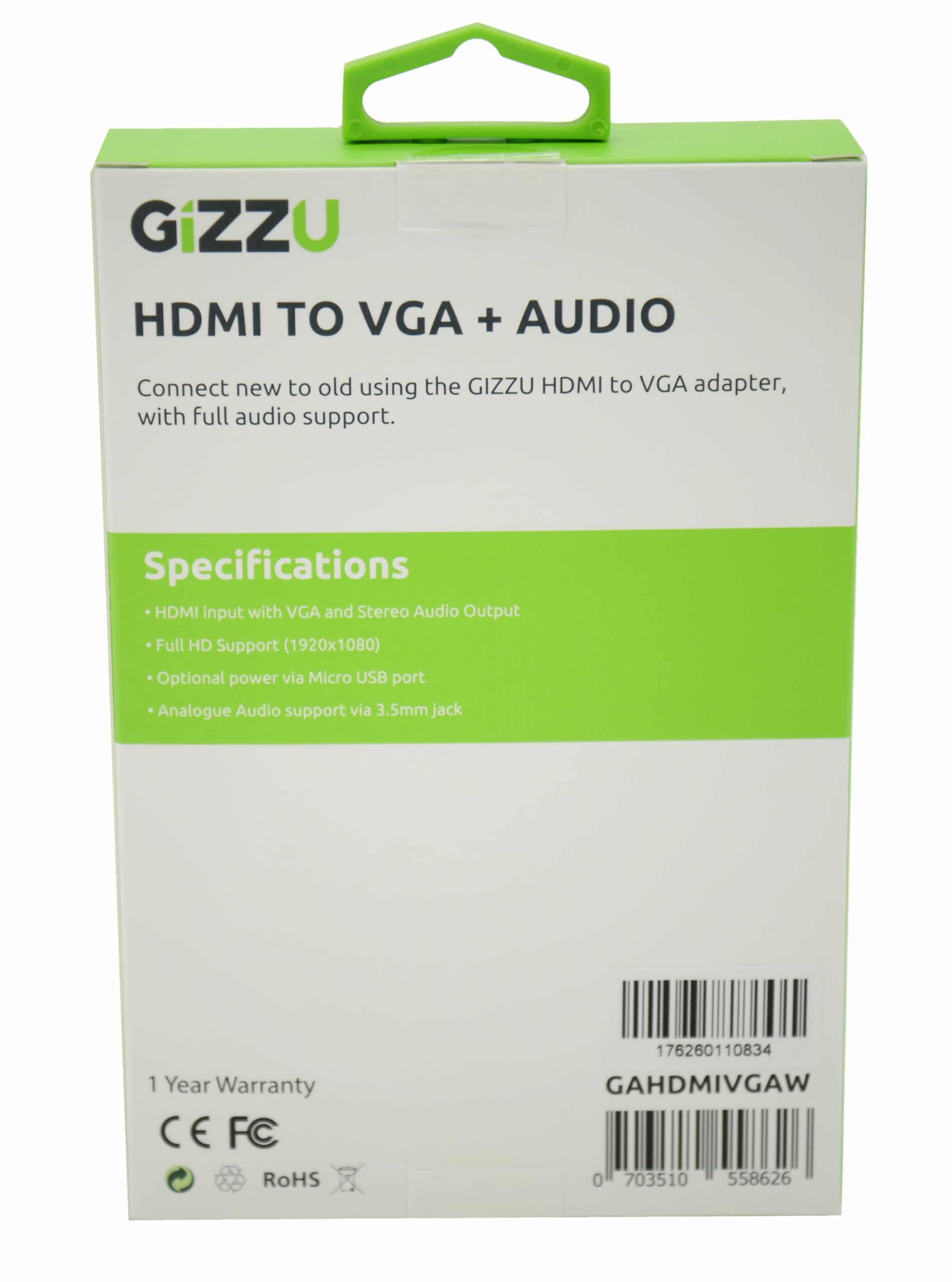 GIZZU HDMI to VGA Adapter with Audio