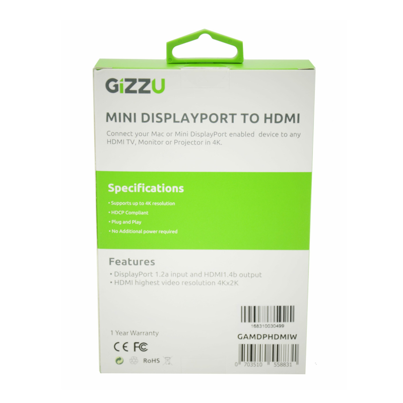GIZZU Mini DisplayPort to HDMI Adapter