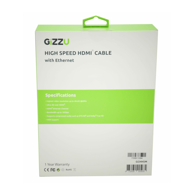 GIZZU High Speed V2.0 HDMI 5m Cable with Ethernet