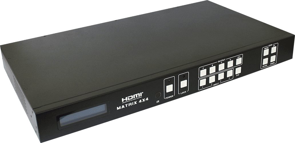 HDCVT 4x4 HDMI 2.0 Matrix over HDBaseT 100m supports POE
