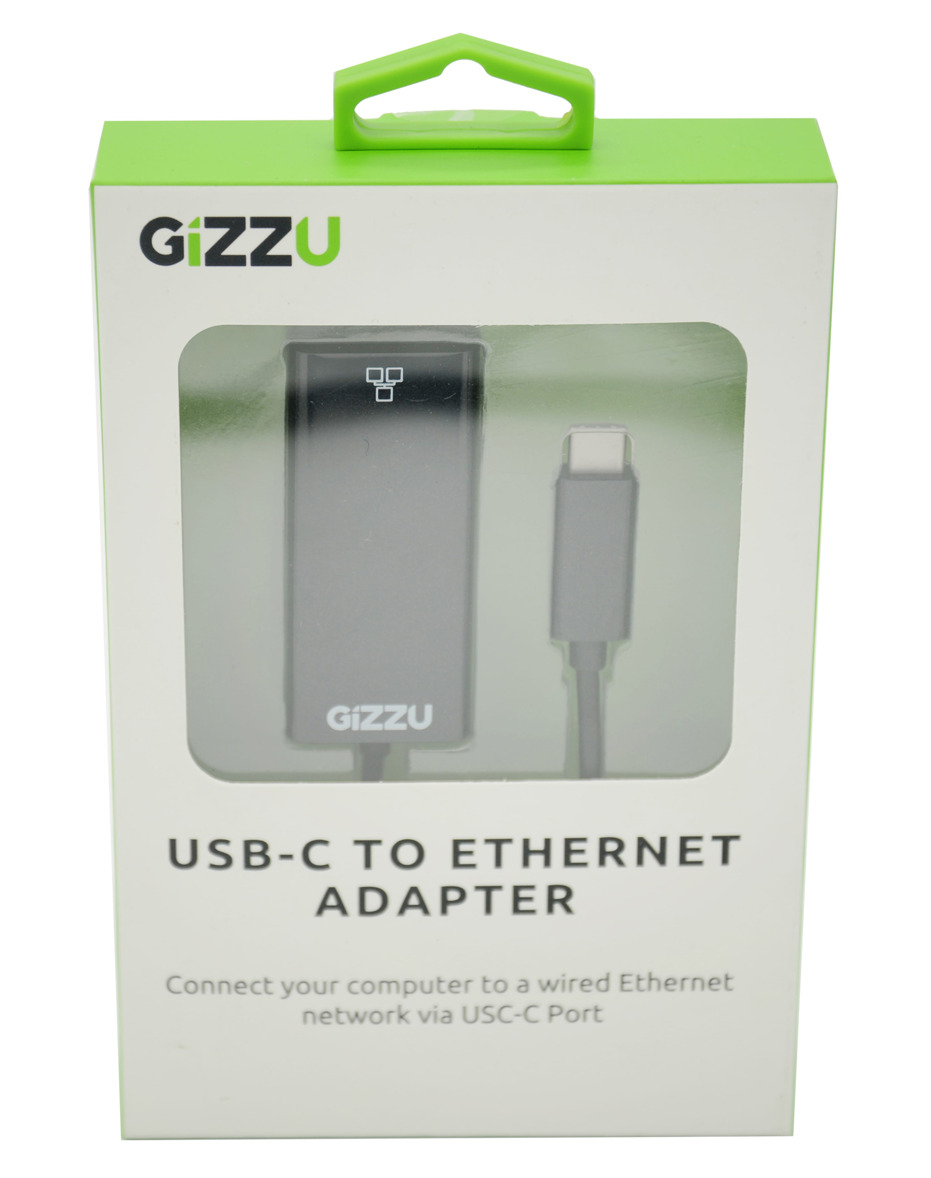 GIZZU USB-C to Ethernet 10/100m Adapter Black