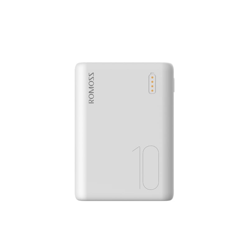 Romoss Simple 10 10000mAh Input: Type C|Lightning|Micro USB|Output: 2 x USB Power Bank - White