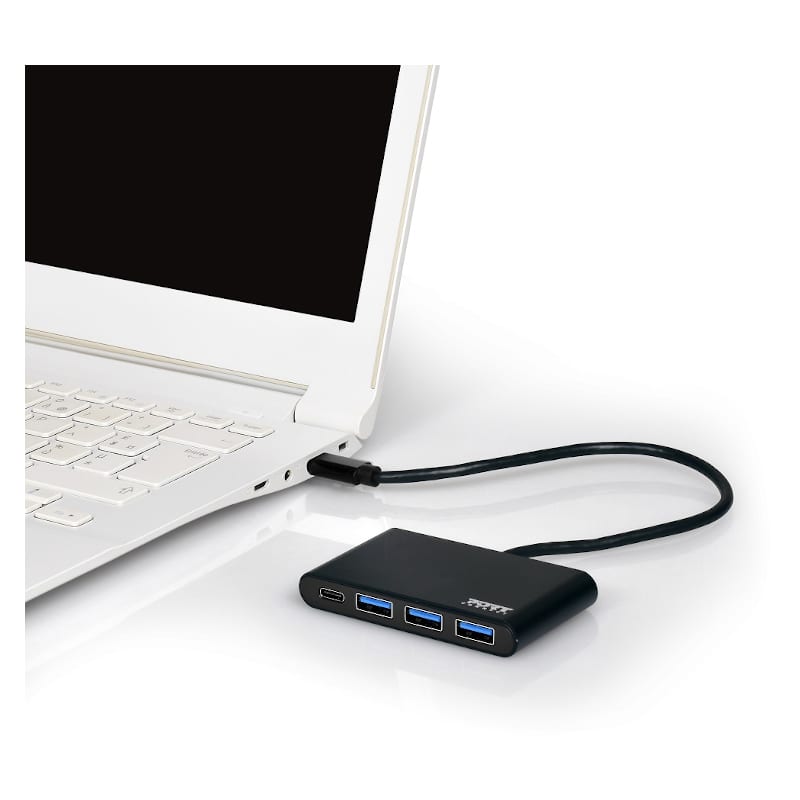 Port USB Type-C to 3 x USB3.0 and 1 x Type-C PD 30cm 4 Port Hub - Black