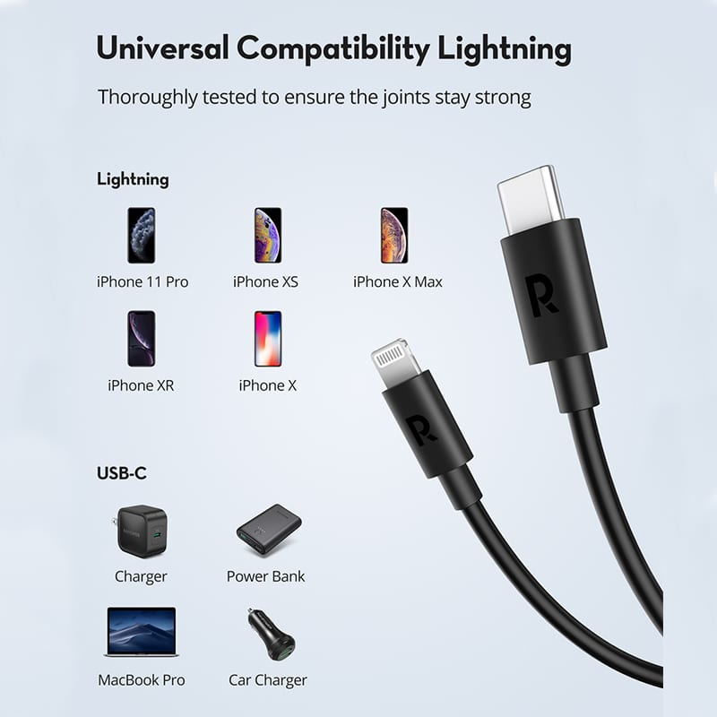 Ravpower USB-C to Lightning 1m Cable - Black