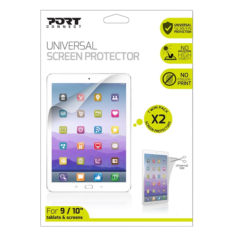 Port Connect Universal Screen Protector for 11 Tablets Twin Pack - Clear
