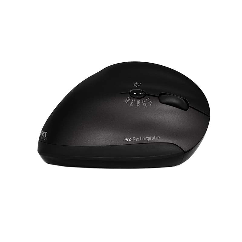 Port Connect Wireless Rechargeable Ergonomic Mouse - Black