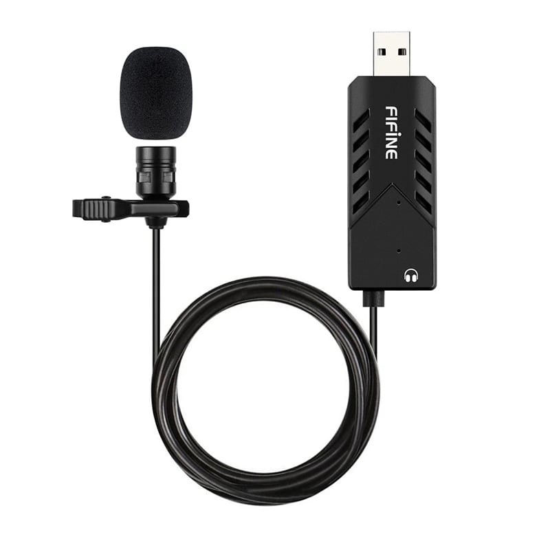 Fifine K053 USB Lavalier Lapel Microphone with Sound Card