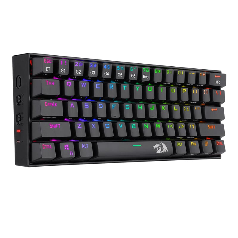 Redragon DRACONIC Mechanical 61 Key|Bluetooth 5.0|RGB 9 Colour Modes|Rechargable Battery|Type-C Charging Cable Gaming Keyboard - Black