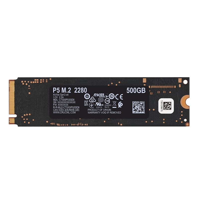 Crucial P5 500GB M.2 NVMe 3D NAND SSD