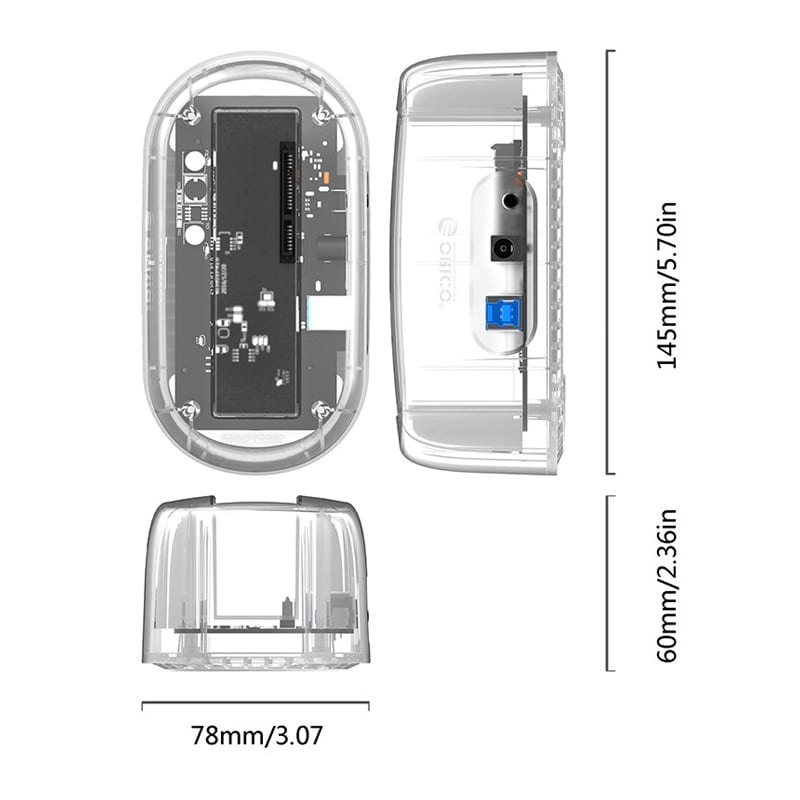 Orico USB3.0 2.5" / 3.5" HDD|SSD Dock Transparent