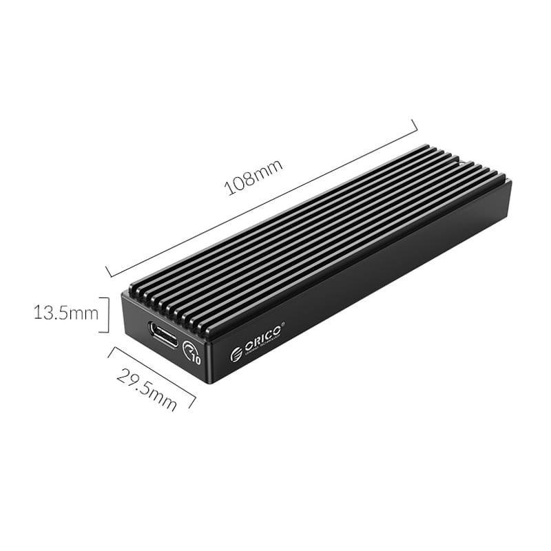 Orico M.2 NVME Type-C to USB+Type-C to Type-C|2TB Max SSD Enclosure - Black