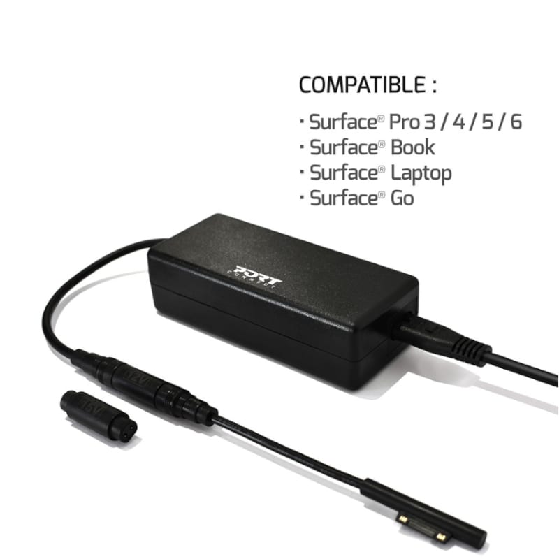 Port Connect 60W for Microsoft Surface Adapter - Black