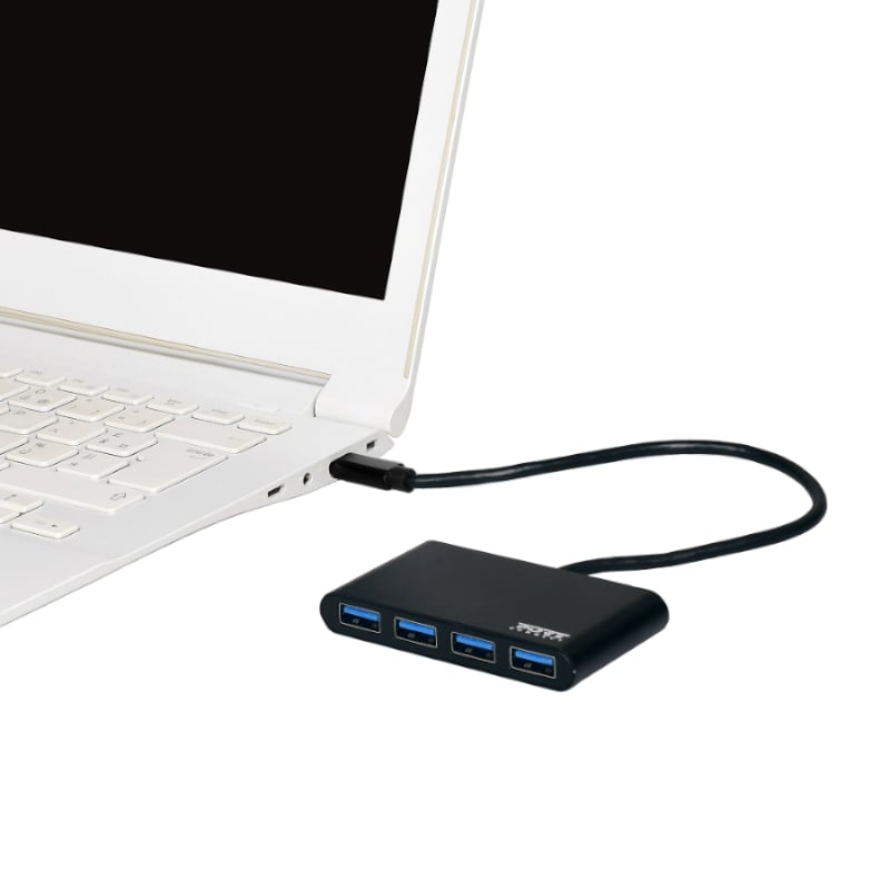 Port USB Type-C to 4 x USB3.0 5Gbps 30cm 4 Port Hub - Black