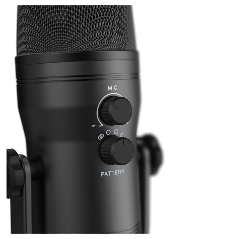 Fifine K690 Cardioid USB Multi-Polar Pattern Condenser Microphone with Stand|Adjustable Volume|Adjustable Pattern|Monitor Output - Black