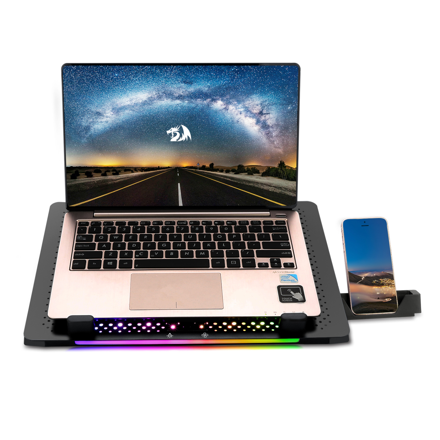 REDRAGON Dual USB 5 Fan RGB Gaming Notebook Stand 5