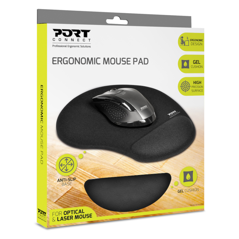Port Ergonomic Gel Mouse Pad Black Syntech