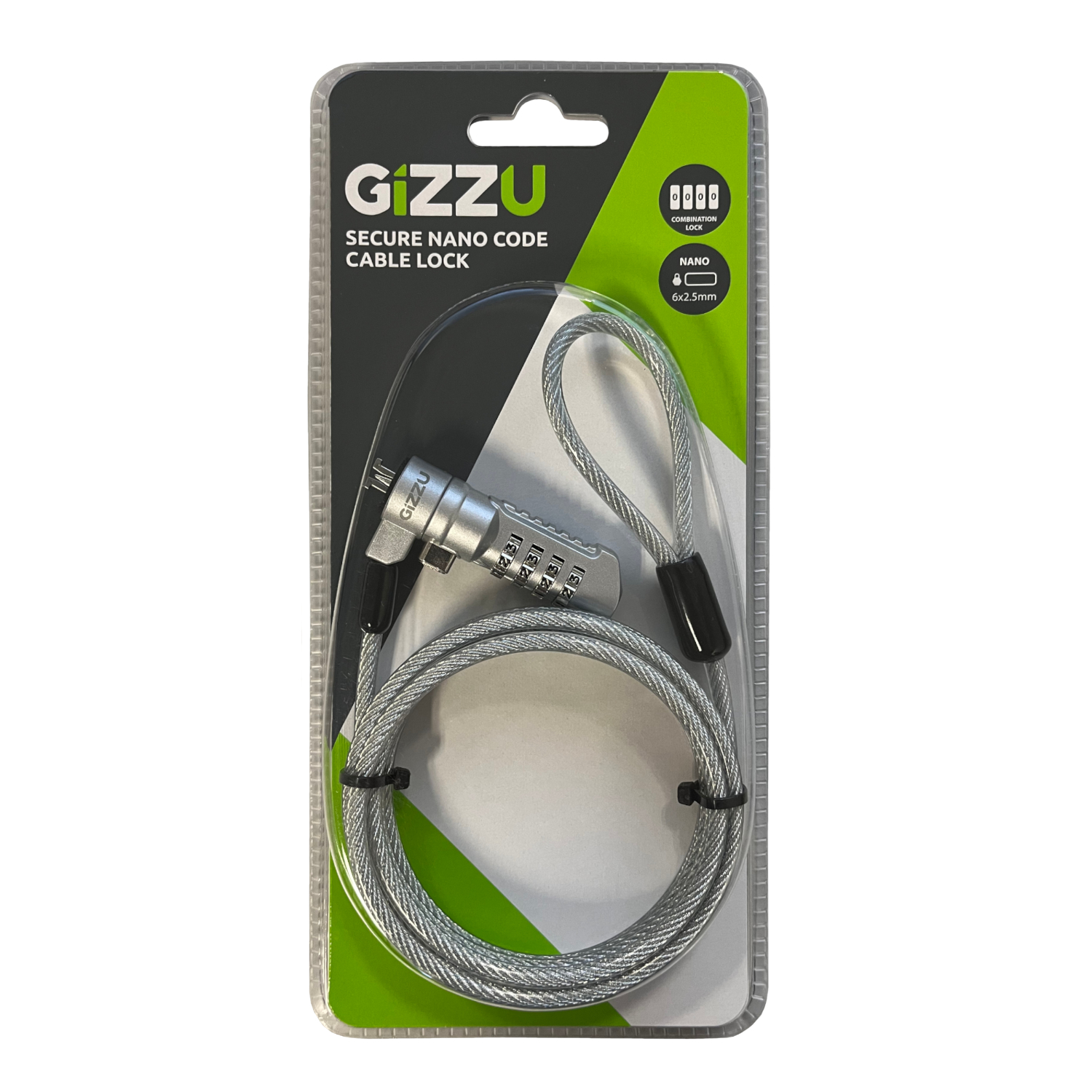 GIZZU 1.8m Nano Combination Lock Security Cable - Syntech