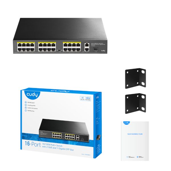 Cudy 16-Port Unmanaged PoE+ Switch - Rack Mount - Syntech