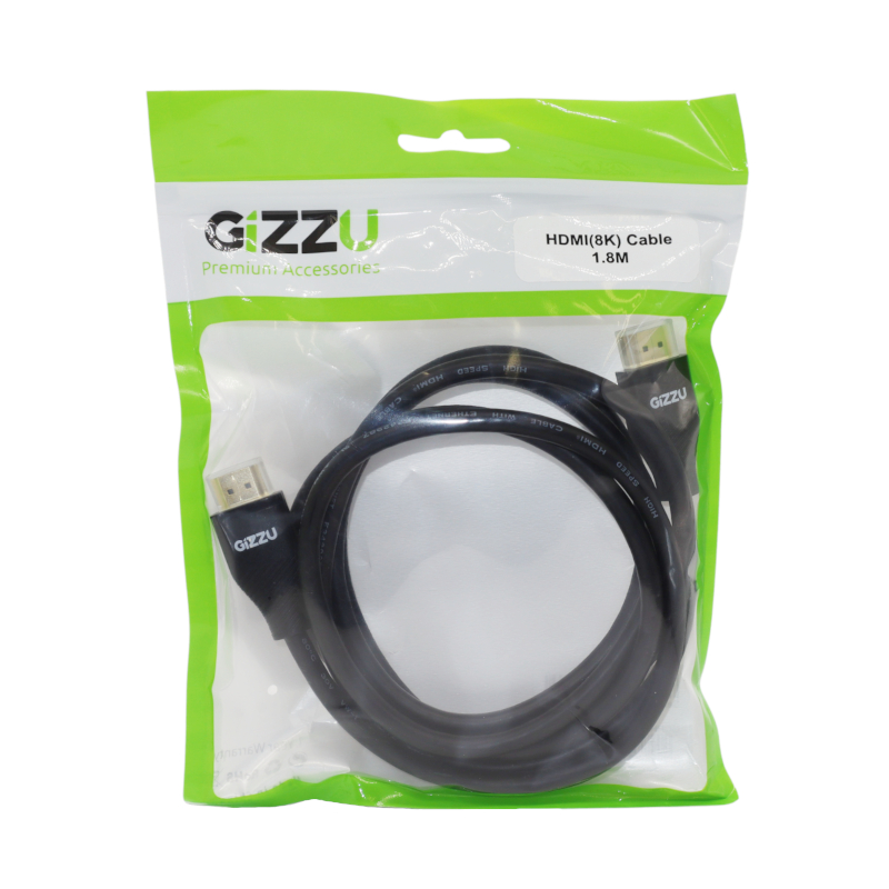 GIZZU High Speed V.2.1 HDMI 8K 1.8M Cable Polybag