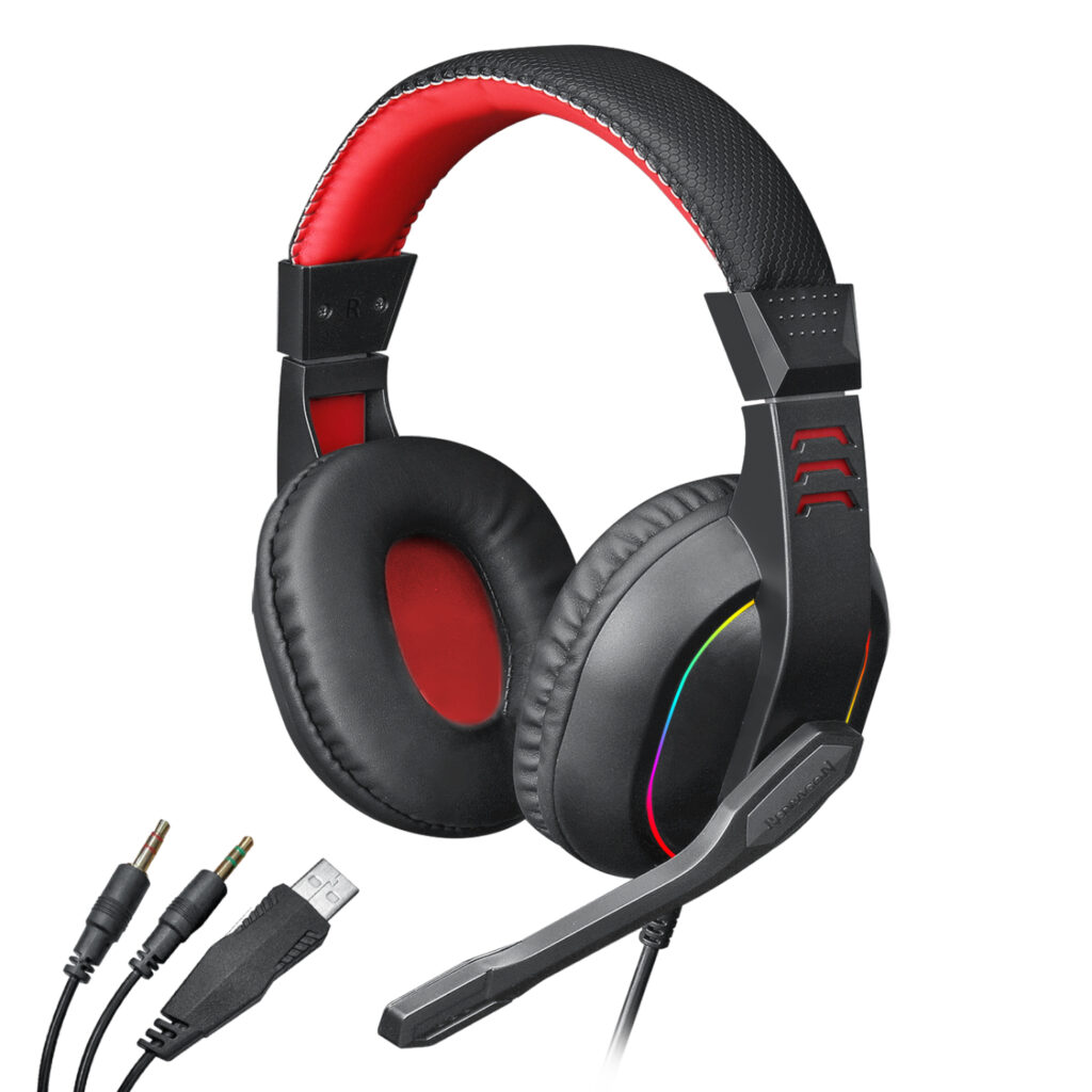 Redragon Over-Ear ARES Aux RGB Gaming Headset - Black - Image 3