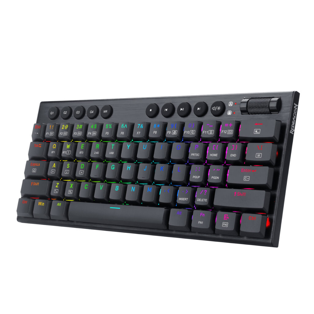 REDRAGON Horus Mini 61Key Red Switch RGB Low Profile Gaming Mechanical Keyboard - Black - Image 3