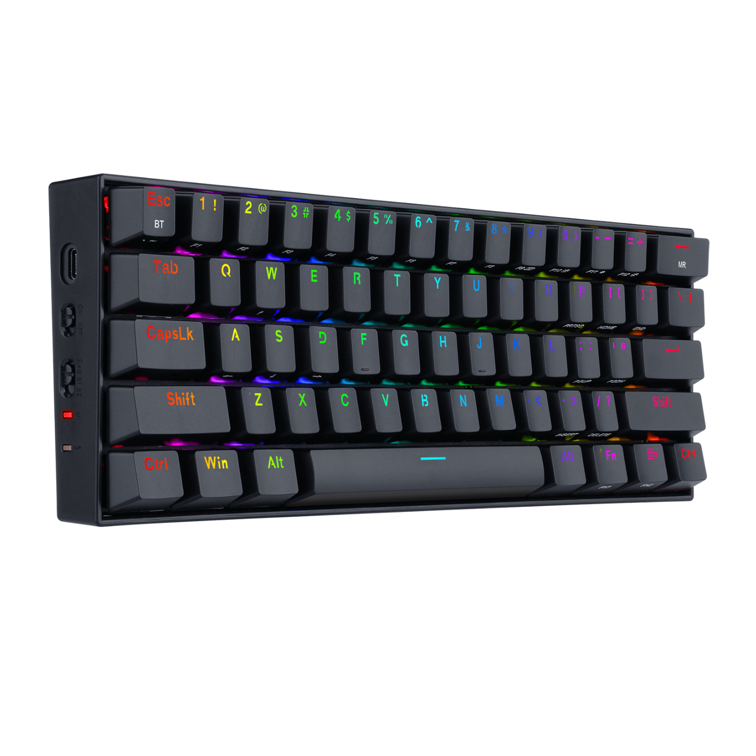 REDRAGON DRACONIC PRO Mechanical 61 Key|Bluetooth 5.0|RGB 9 Colour Modes|Rechargable Battery|Type-C Charging Cable Gaming Keyboard - Black 4