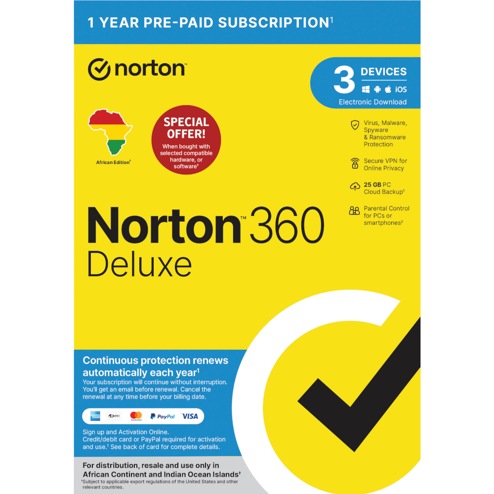 Norton 360 Deluxe (3 Device/Up to 25GB) - Syntech