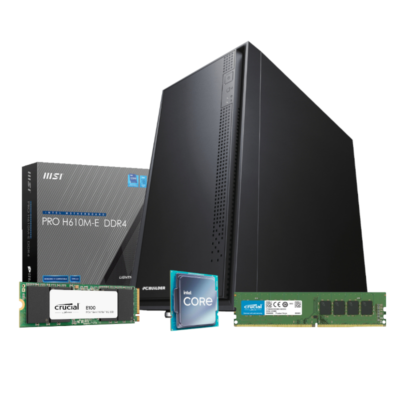 PCBuilder Intel i3-12100 OFFICE MASTER Core Windows 11 Pro Desktop PC