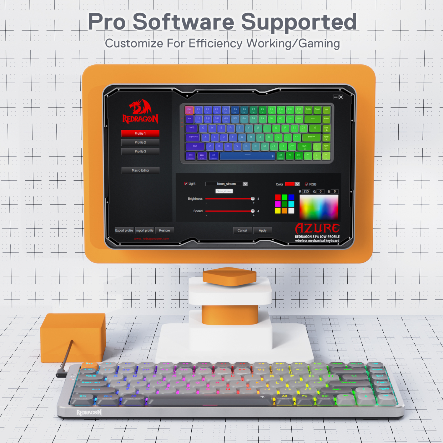 REDRAGON MECHANICAL AZURE Wireless Gaming Keyboard 7