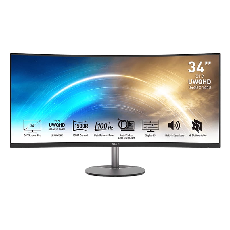 Best Va Ultrawide Monitor MSI PRO MP341CQ 34″ VA Ultrawide Curved Pro Monitor (1500R, 3440×1440