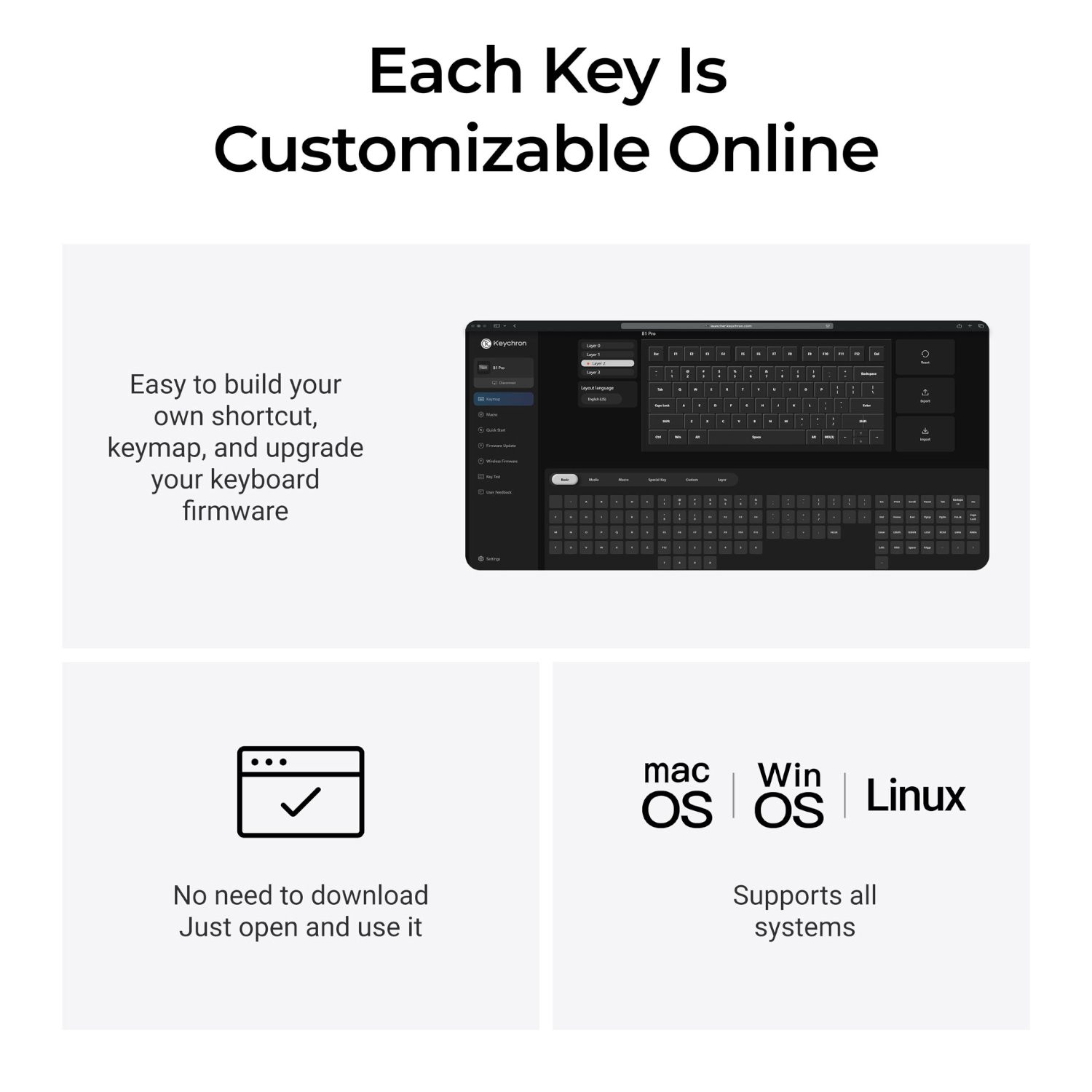 Keychron B1 Pro Ultra-Slim 75% Wireless Keyboard - Space Grey 6