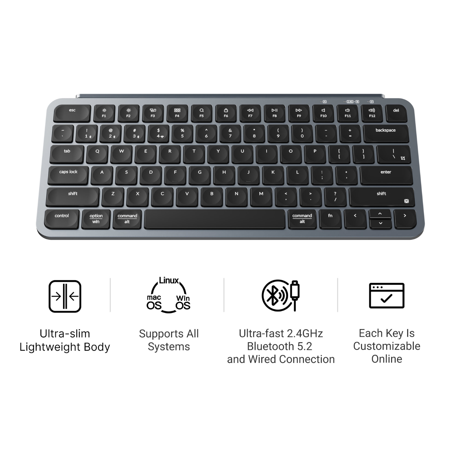 Keychron B1 Pro Ultra-Slim 75% Wireless Keyboard - Space Grey 9