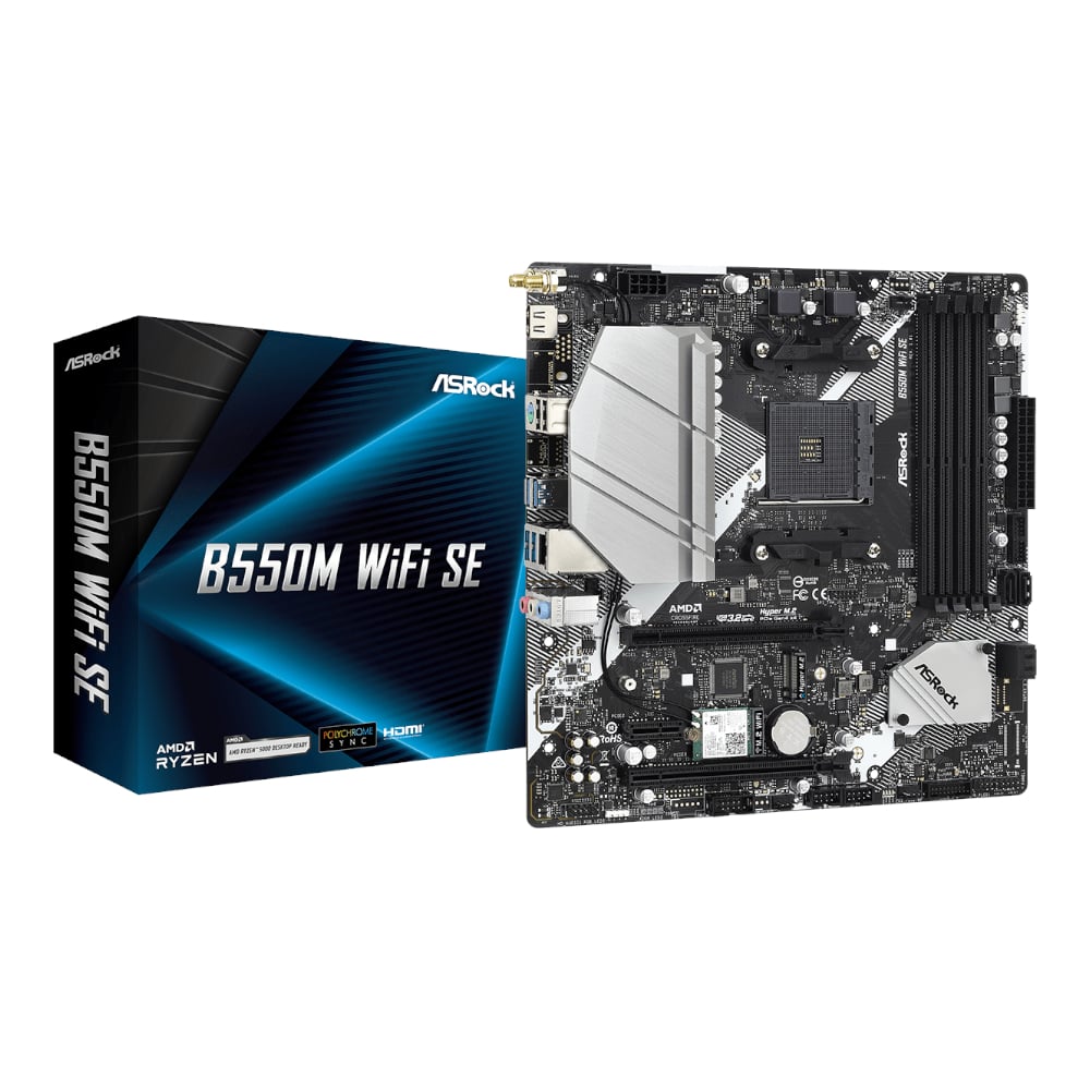 ASRock B550M Wi-Fi SE AMD AM4 m-ATX Motherboard - Syntech ASRock B550M Wi-Fi SE AMD AM4 m-ATX Motherboard - Syntech