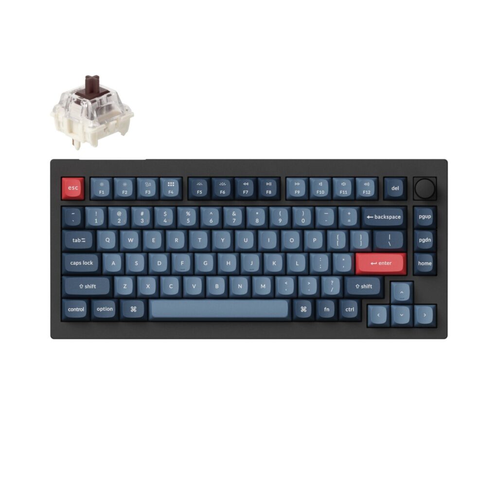 Keychron V1 Max QMK/VIA Wireless Custom Mechanical Keyboard | BROWN Switches – Black - Image 1