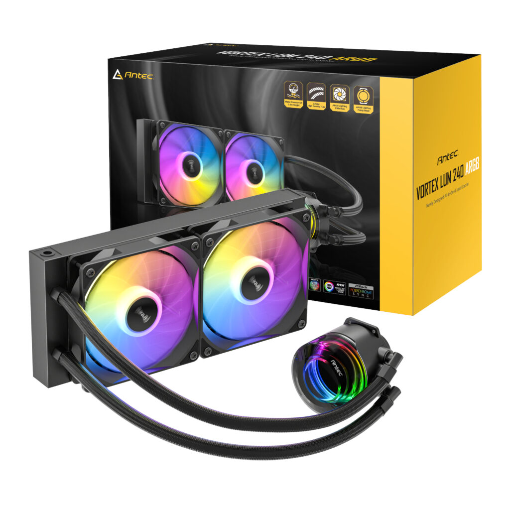Antec VORTEX LUM 240 ARGB AIO CPU Liquid Cooler – Black - Image 6
