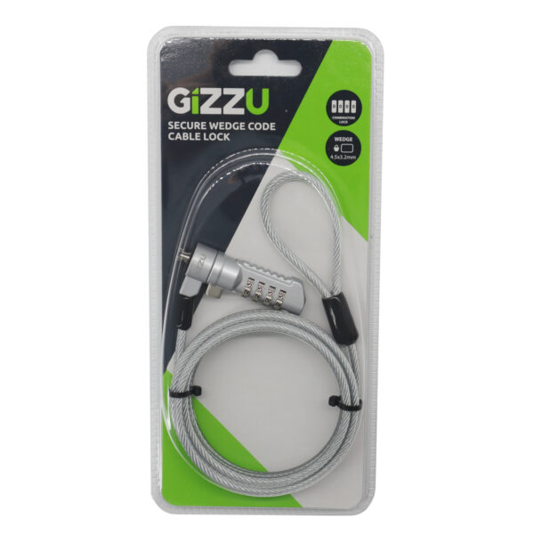 Gizzu Secure Wedge Code Cable Lock 1.8m - Syntech