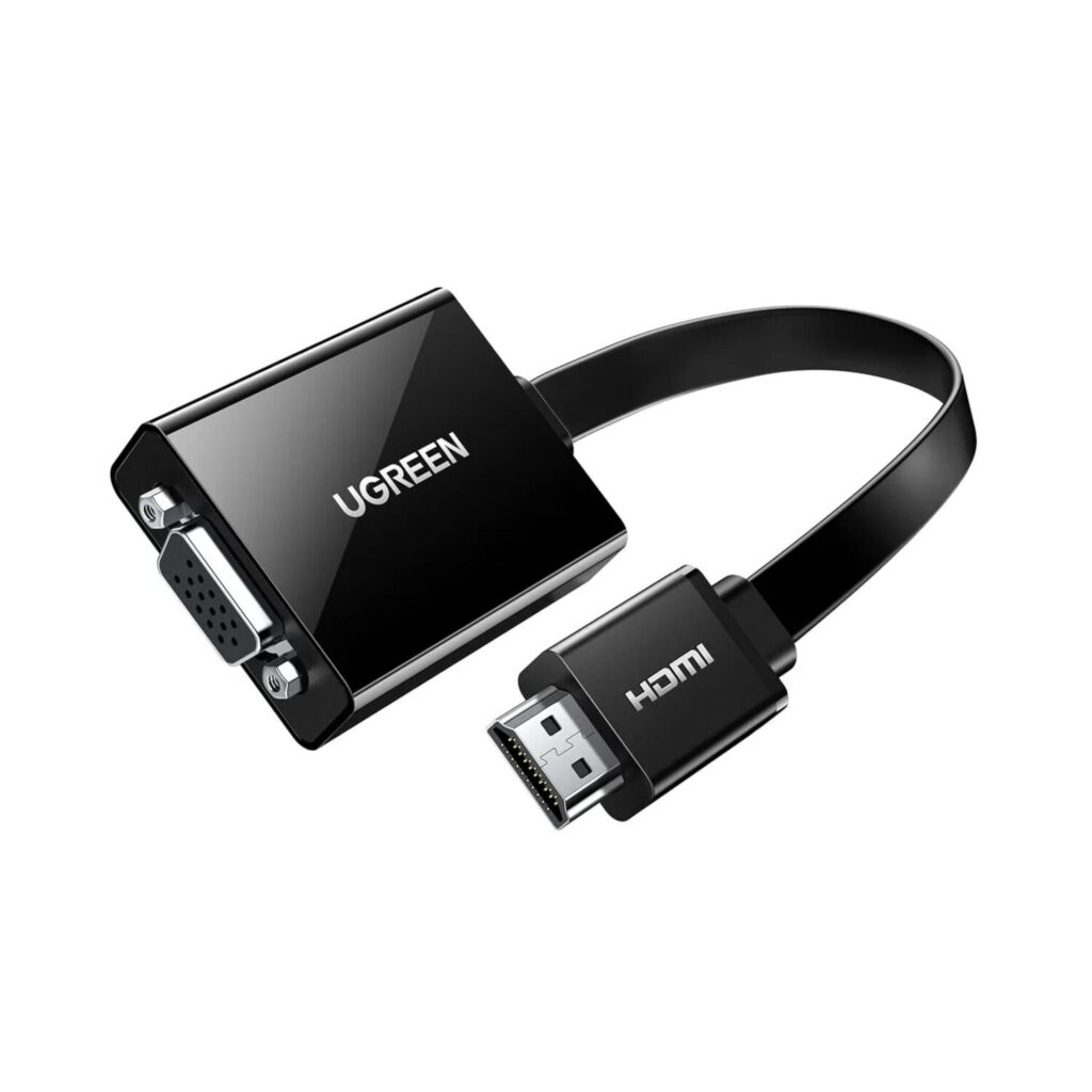 UGREEN HDMI to VGA Adapter, with 3.5mm Audio and Power Port - Black - Image 1
