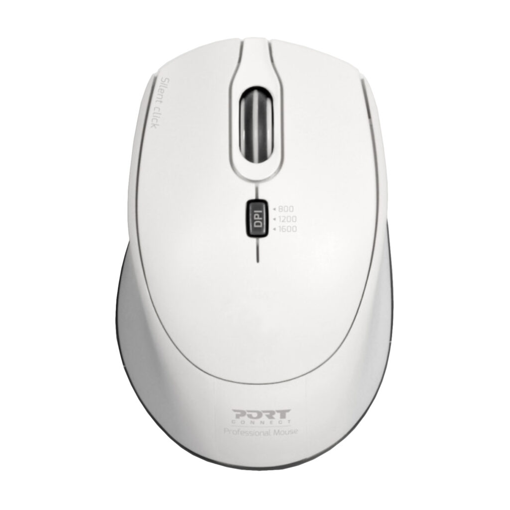 Port Connect Silent 1600DPI 3 Button Wireless Mouse - White - Image 2
