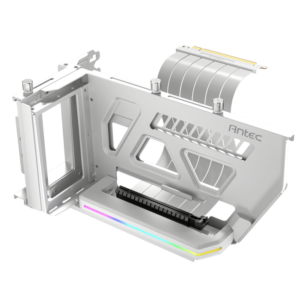 Antec SHIFT ARGB Vertical GPU Bracket with PCIe 4.0 Riser Cable – White - Image 1