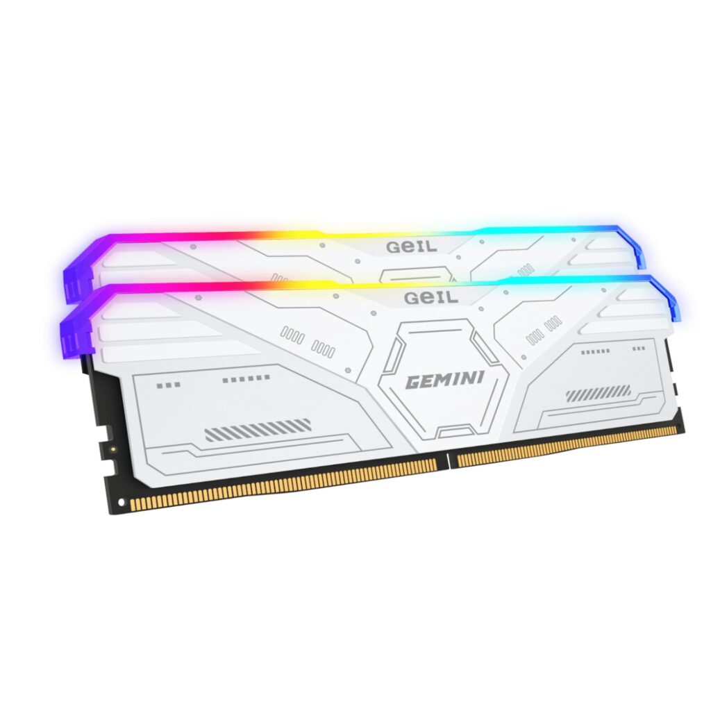 Geil Gemini RGB 64GB KIT(2X32GB) 6000MHz DDR5 Desktop Gaming Memory - White - Image 1