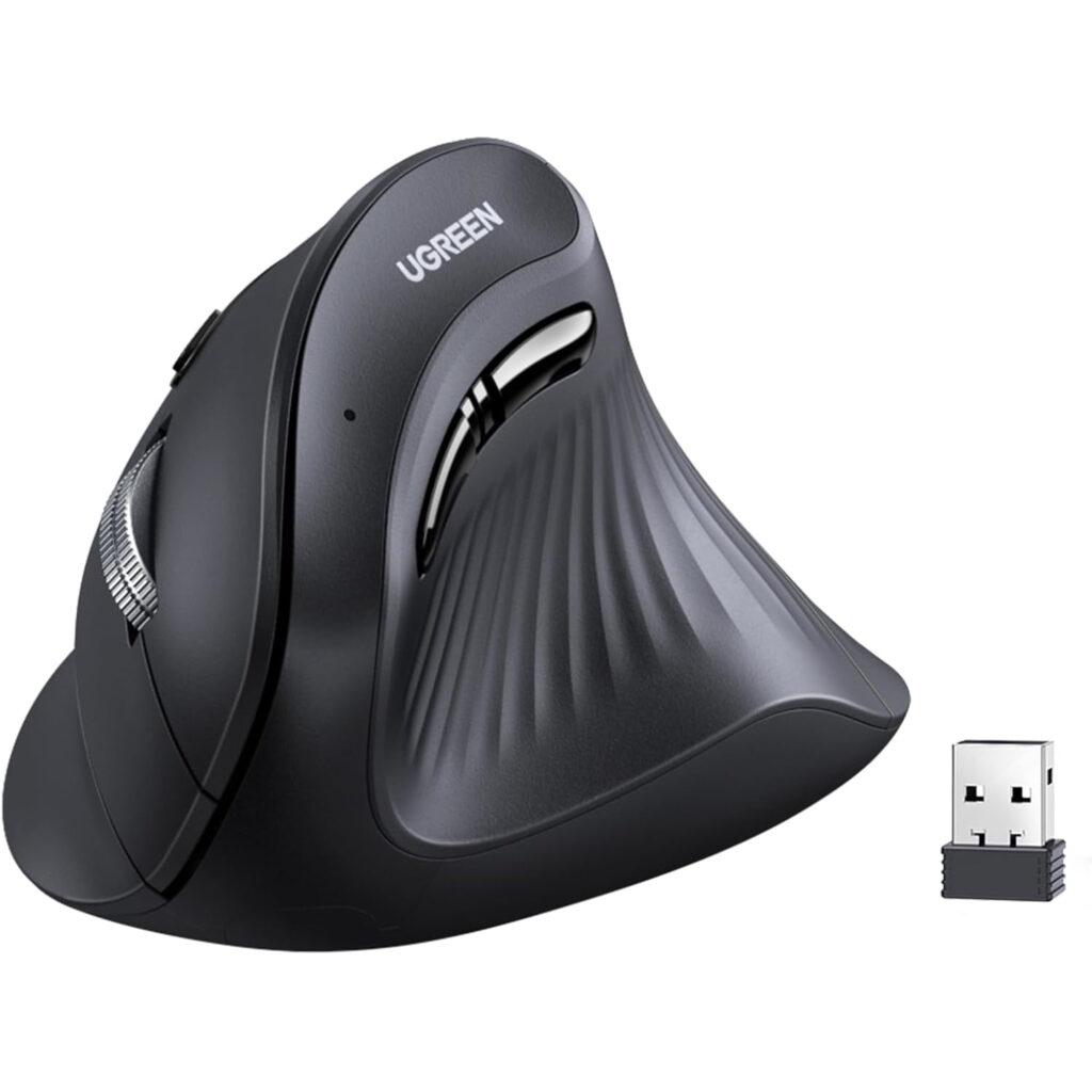 UGREEN Multi-Mode Vertical Mouse Bluetooth and 2.4G Wireless–Black - Image 3