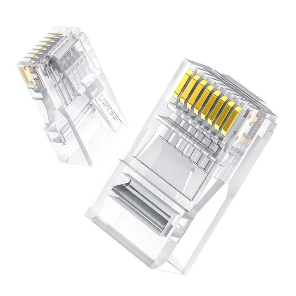 UGREEN Cat6 RJ45 Modular Plugs - Transparent with Gold Contacts (10 Pieces) - Image 2