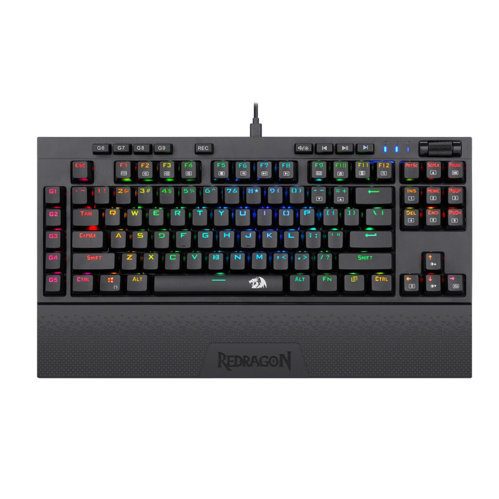 Redragon K588 RGB Pro BROADSWORD TKL Mechanical Wired Gaming Keyboard - Black - Image 1
