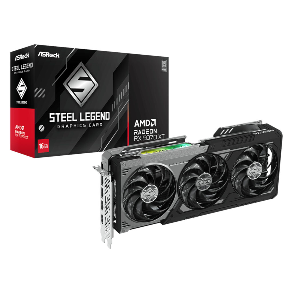 ASRock Radeon RX9070 XT Steel Legend Dark 16GB Graphics Card - Image 1