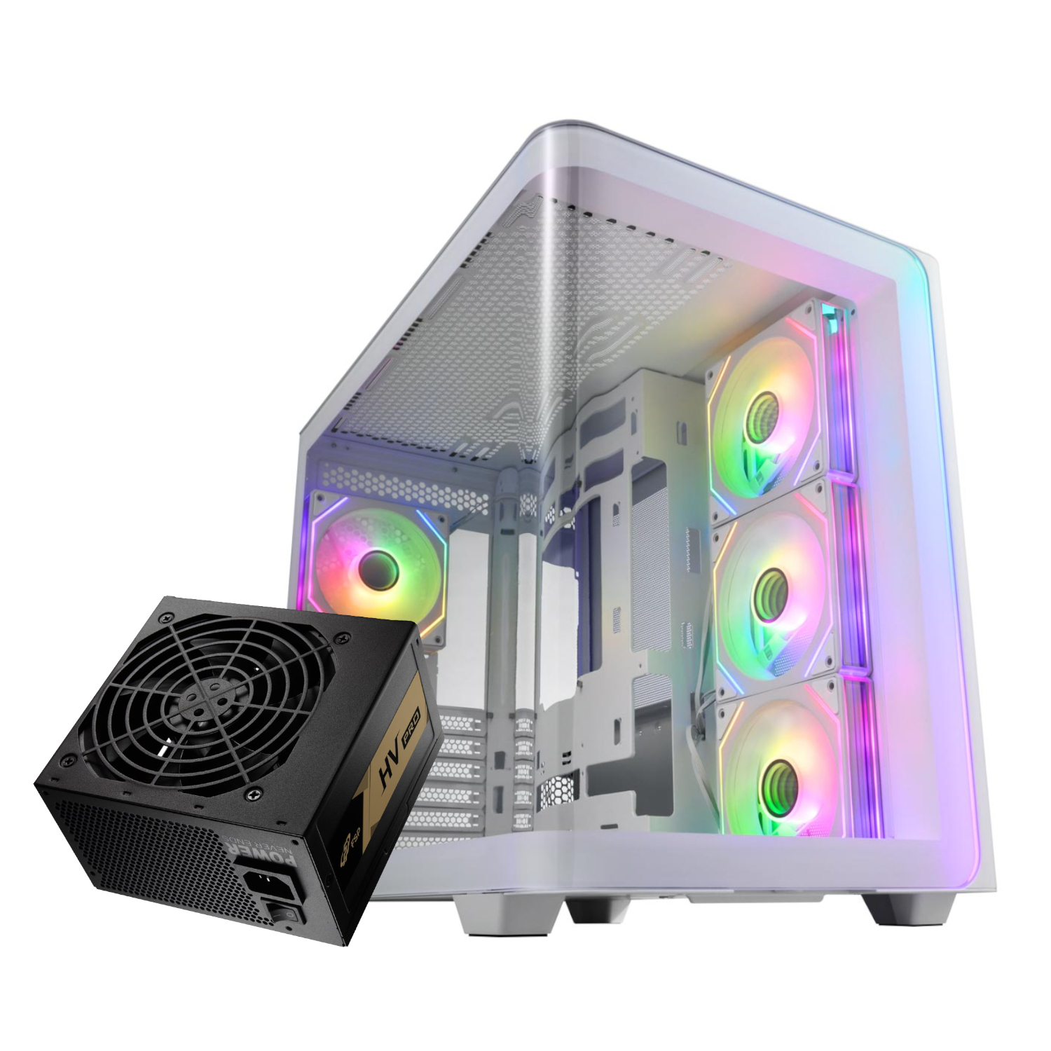 FSP M580 ATX White Gaming Chassis and HV Pro 650W Power Supply Bundle - FSP11