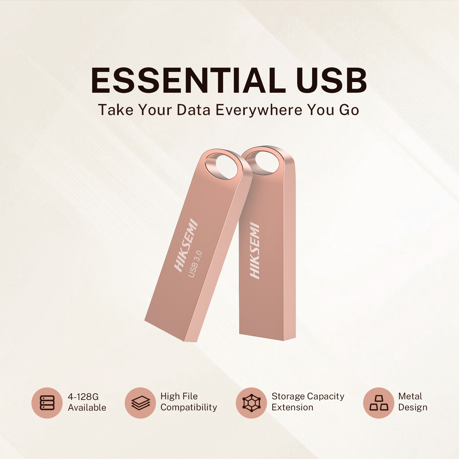 Hiksemi Essential 64GB USB3.0 Flash Drive - Rose Gold 9