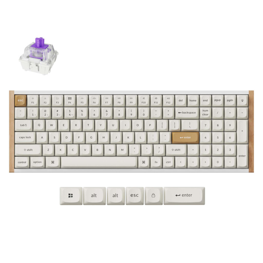 Keychron K4 HE 96% Magnetic Switch Hot-Swap RGB Wireless Keyboard – White (Wood + Aluminium) - Image 6
