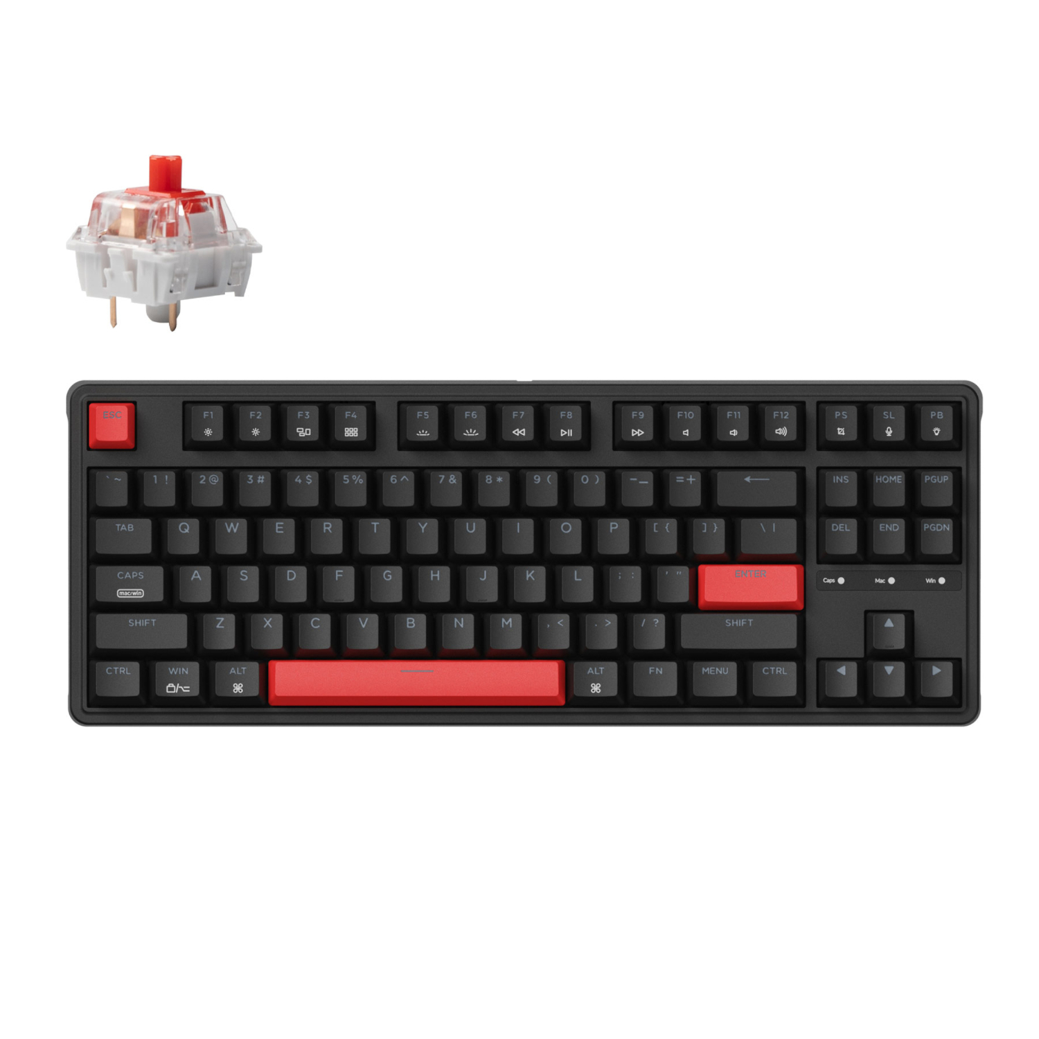 Keychron C3 Pro QMK/VIA Wired Mechanical Keyboard (80% Layout, Red Switches, ABS Keycaps)
